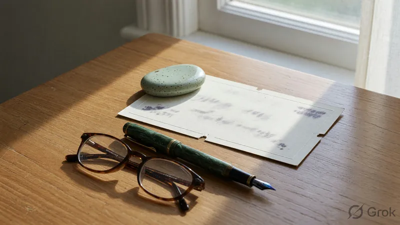 Printed paper voucher card with a fountain pen on a wood desk